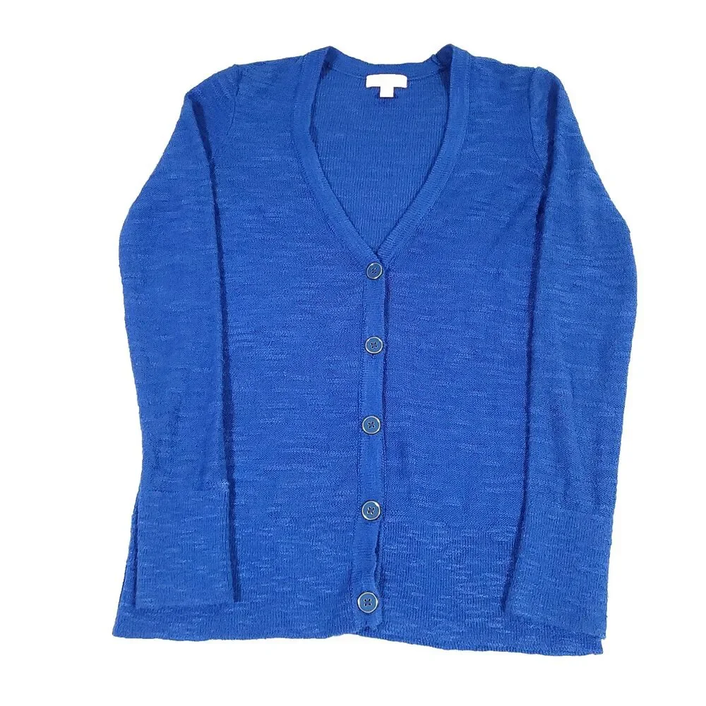 Lilly Pulitzer Knit Cardigan Electric Blue S sweater Ramie enamel buttons preppy